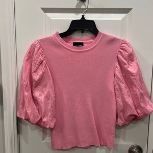 Lucy Paris knit top with puffy sleeves, size small